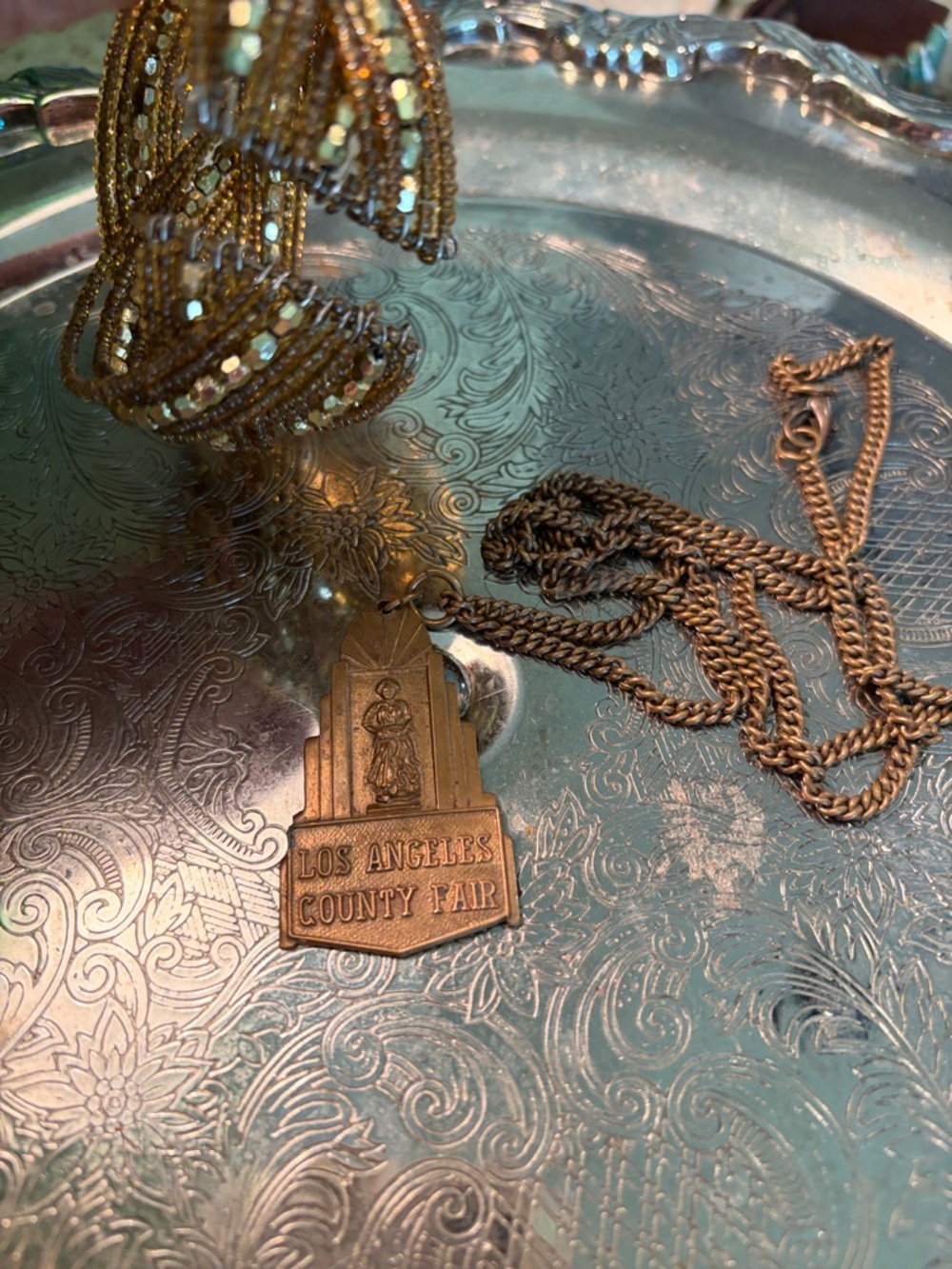 County Fair Pendant Necklace with Gold Beaded Wrap Bracelet - Picture 3 of 6